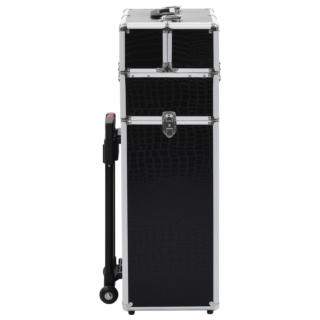 Make-up Trolley Aluminium Black with Crocodile Pattern